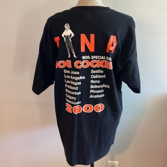 Vintage Tina Turner Shirt Mens Extra Large Black Tour Concert Tee Joe Cocker Y2K - Picture 4 of 5